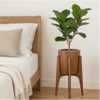 Pot Tanaman Kayu Walnut Solid Modern Buatan Tangan untuk Ruang Tamu, Rak Pot Bunga Kayu Ramah Lingkungan