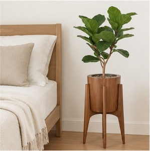 Macetero de Madera Moderno Hecho a Mano, Soporte para Macetas de Interior de Nogal Sólido para Sala de Estar, Soporte Ecológico para Macetas de Madera - Product Image 4