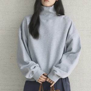 Sweat-shirt décontracté surdimensionné pour femme avec broderie de logo personnalisé, col montant, 100% coton biologique, molleton écologique - Product Image 6