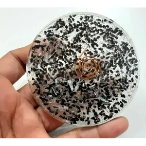 Ensemble de sous-verres en orgonite, tourmaline noire, aventurine, guérison par le reiki, méditation, cadeau - Product Image 1