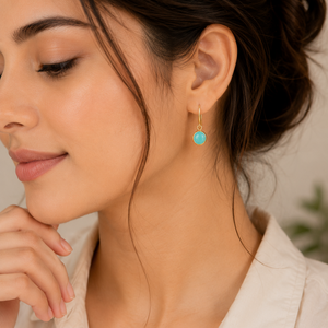Green Howlite Faceted 30-31mm Oval Shape Ear Wire 925 Sterling Silver 18K Gold Plated <b>Earrings</b> - Product Image 6
