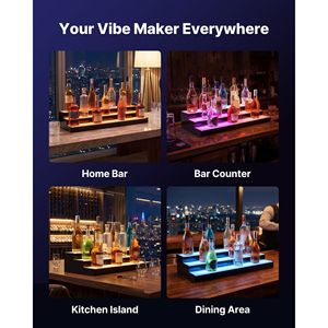 LED Lighted 3-Tier 30-inch Acrylic Home Bar Shelf Display RF Remote App Control Illuminated <b>Wine</b> Rack for Liquor Bottle Display - Product Image 6