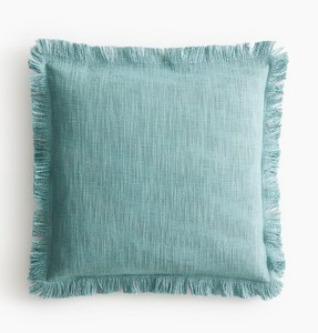 100% Cotton Slub Woven Fringe Cushion <b>Cover</b> Boho Decorative Throw Pillow <b>Cover</b> Handwoven Cotton Slub Cushion <b>Cover</b> with Tassels - Product Image 1