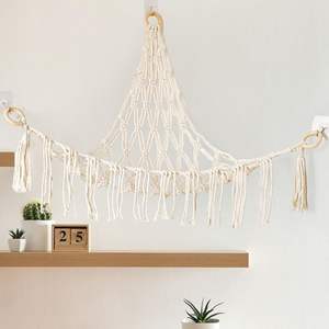 Hamaca de Macramé de Cordón de Algodón, Organizador de Almacenamiento Colgante de Pared para Decoración del Hogar y Dormitorio - Product Image 4