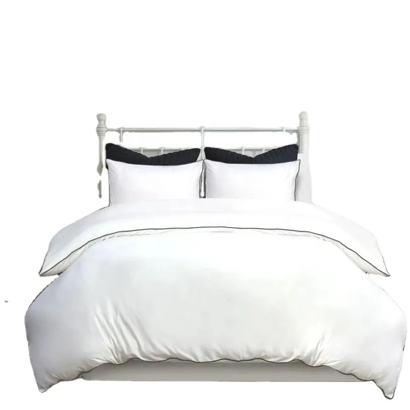 Produsen tempat tidur mewah grosir: penutup selimut Piping dalam 100% serat mikro dan katun dengan kustomisasi-warna putih
