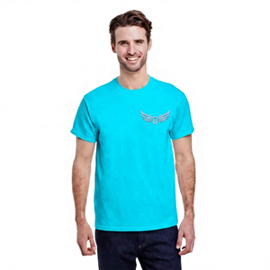 T-shirt pour homme à manches courtes et col rond, couleur violette, avec logo d'aile en relief, coupe classique, style décontracté, tissu jersey 100% coton - Product Image 2
