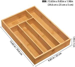 Organisateur de tiroir de cuisine en bambou pour ustensiles, couverts, plateau extensible pour couverts - Product Image 2