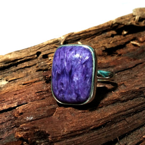 Natural Charoite Gemstone Ring Solid 925 Sterling Silver Handmade Purple Cabochon Bohemian Style Certified Statement Ring Gift - Product Image 6