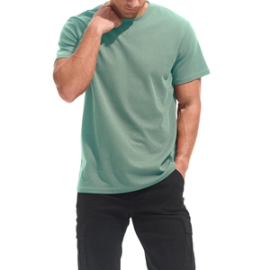 Camiseta de Punto para Hombre, Cuello Redondo, Manga Corta, Color Verde Mar, Estilo Casual, Corte Regular, Transpirable, 100% Algodón Jersey - Product Image 2