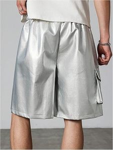 Shorts en cuir véritable pour hommes, personnalisés avec des poches latérales, en cuir de vachette - Product Image 4