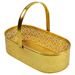 Luxury <b>Gold</b> Colored Design Bouquet Fruit Candy With Handle Hanging Design Best For <b>Storage</b> Fashion Fruit With Decorative <b>Basket</b> - Product Image 4