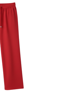 Pantalones Deportivos Anchos Rojos Brillantes para Mujer, Cintura Elástica con Cordón, Pantalones Casuales Holgados, Fabricante OEM, Suministro al por Mayor - Product Image 2