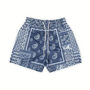 <b>Men's</b> High Quality Plus Size Shorts Breathable High Street Style Custom Logo Sublimation <b>Bandana</b> Print Solid Pattern Mid Knitted - Product Image 5