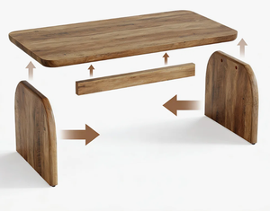 Table basse moderne en bois de style nordique avec tiroirs de rangement, design à panneaux pliables, mobilier de salon, provenance Inde - Product Image 6