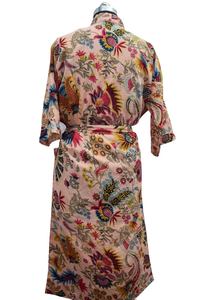 Bata Kimono con Estampado de Dibujos Animados para Mujer, 100% Algodón Transpirable, Camisón de Verano Hecho a Mano, Cuello en V, Cintura Elástica, Largo Completo - Product Image 2