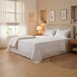 Soft Plain <b>White</b> Bed Sheet Durable Everyday Bedding Set With Smooth Finish For Hotels Resorts And Family Bedrooms - Product Image 2
