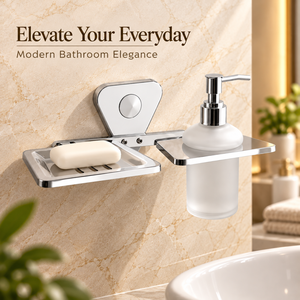 Support mural en acier inoxydable pour distributeur de savon liquide, ensemble d'accessoires de salle de bain double, antirouille, argenté, moderne, écologique - Product Image 2
