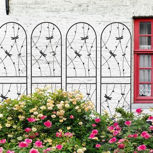 Lot de 4 treillis de jardin en métal antirouille 71'' x 19,7'' avec décoration libellule noire pour plantes grimpantes et support de fleurs d'extérieur - Product Image 1