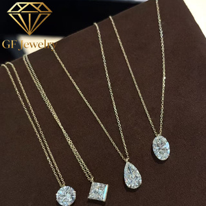 Collier solitaire en or rose 18 carats avec diamant de laboratoire, formes multiples (marquise, poire, ovale, princesse, ronde), bijoux fins minimalistes - Product Image 3