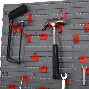 Pannello Forato e Scaffale da Parete per Garage da 54 Pezzi con 50 Ganci e Forte Capacità di Carico - Product Image 6