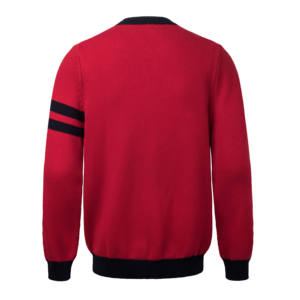 Cardigan épais en laine/cachemire tricoté rouge pour homme, manches longues, couleur unie, boutons sur le devant, col en V, séchage rapide, respirant - Product Image 3