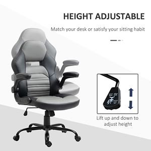 Swivel Racing Computer Desk Chair Revolving Adjustable Height <b>Footrest</b> for Home Office Gaming Flip-Up Armrest Wheels Mesh - Product Image 4