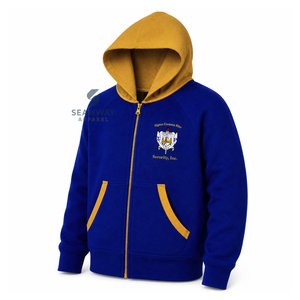 เสื้อฮู้ดซิปสำหรับผู้หญิง Sigma Gamma Rho Sorority สีแทน แต่งฮู้ดตัดสี ซิปยาว แขนยาว ปักอักษรกรีก สไตล์ลำลอง - Product Image 2