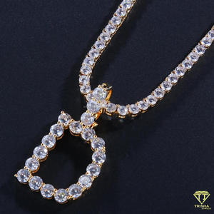 Iced Out Bubble Initial Pendant Hip Hop <b>Chain</b> Moissanite Diamond Luxury Jewelry Gift For <b>Rappers</b> - Product Image 3