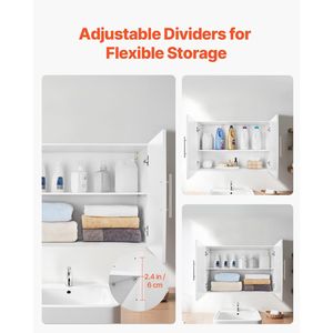 2-Tier Adjustable Shelf Wall Mounted Hanging Cabinet for <b>Bath</b> or Laundry Room 2-Door Organiser with Wall <b>Storage</b> - Product Image 4