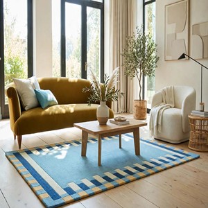 Modern Geometric Area <b>Rug</b> Rectangle Pink Cream Border <b>Flat</b> Weave Non-Slip Living Room Home Decor Contemporary Accent Carpet - Product Image 6