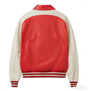 FURAT LEATHERS Abrigos Varsity Azules de Piel de Oveja Personalizados de Fábrica, Transpirables, con Cuello Alto y Cierre de Cremallera Frontal, Casuales de Otoño para Hombre - Product Image 4