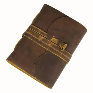 Carnet de notes/journal en cuir vintage marron antique fait main avec bords festonnés lisses pour l'écriture – Idéal pour la promotion - Product Image 4
