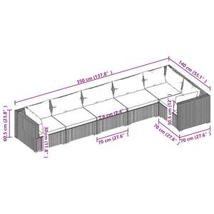 Conjunto de Muebles de Jardín Modulares de 6 Piezas en Ratán Sintético Gris, Muebles Modulares Modernos para Exteriores - Product Image 5
