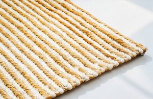 Tapis artisanal traditionnel en laine et jute, rayé naturel, tressé, écologique, lavable, antidérapant, adapté aux animaux domestiques, à poils moyens, pour la maison - Product Image 2