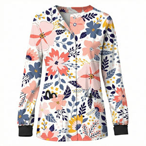 Chaquetas Quirúrgicas Personalizadas al por Mayor con Estampado Floral, Cierre de Broches, Mangas Largas, para Spa, Salón, Esteticistas, Enfermeras - Product Image 2