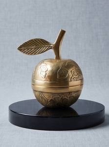 Boîte de rangement élégante en métal doré en forme de fruit pour dattes et fruits secs, organisateur de table avec couvercle en forme de feuille - Product Image 3