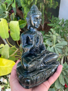 Estatua de Buda de Jaspe Natural |   Escultura de Piedras Preciosas Tallada a Mano |   Decoración para el Hogar, Altar de Meditación |   Feng Shui 7.5x5.5 Pulgadas - Product Image 3