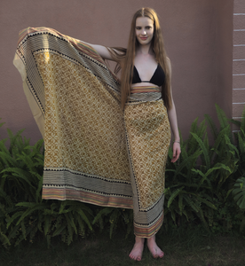 Sarong imprimé à la main pour femme avec broderie Zari, paréo de plage en coton imprimé, jupe portefeuille faite à la main, cache-maillot de bain, sarong de vacances - Product Image 6