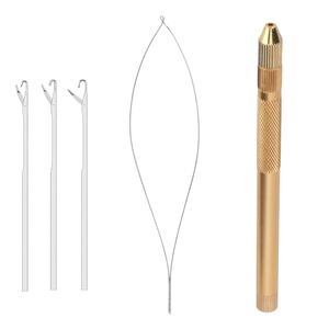 Salon Grade Stainless Steel Hair Extension Loop Threader Pulling Hook <b>Needle</b> Tool For Micro Link Rings <b>Beads</b> Extensions - Product Image 1