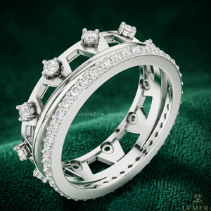 Ensemble de bagues de luxe en or blanc 9K 10K 14K 18K avec diamants de laboratoire certifiés IGI, alliance de mariage pour femme - Product Image 4