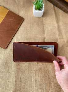 Portefeuille Chic en Cuir Lisse, Pochette Longue de Voyage, Pochette à Monnaie Élégante, Porte-Cartes Minimaliste pour Billets - Product Image 1