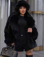 Nouveau design Manteau femme chic à revers long en fausse fourrure Vente en gros Veste de luxe en fausse fourrure