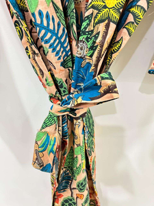 Kimono Floral Estampado para Mujer, Bata Larga de Manga Larga, Ropa de Dormir Informal, 100% Algodón, Kimono para Verano - Product Image 2