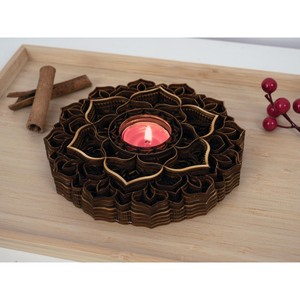ที่วางเทียนไม้ทรงกลมรูปดอกไม้ งานแฮนด์เมด ตกแต่งบ้าน วัสดุรักษ์โลก - Product Image 2
