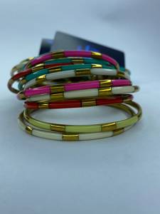 Handcrafted Brass <b>Resin</b> Cuff Bracelets Red & Ivory Gold Plated Trendy Unisex Wedding Gift Micro Insert Handforge Global Impex - Product Image 5