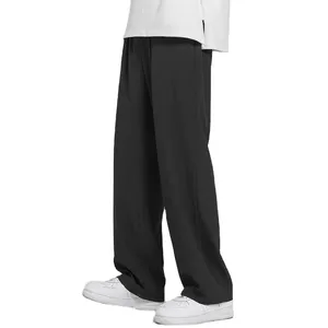 Custom Logo Men's Gym Track Casual <b>Canvas</b> Straight Mid Waist Elastic Waist Jogger Pants - Product Image 1
