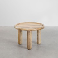 Table d'appoint ronde Vandana Amber Shape en bois de manguier Obiora