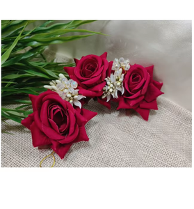 Épingle à cheveux rose faite à la main, bijou de mariée, accessoire floral pour mariages, fêtes et coiffures festives - Product Image 2