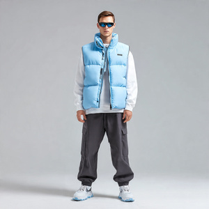 Chaleco acolchado con cremallera y botones para hombre, cuello alto, sin mangas, para invierno, estilo urbano, cálido y acolchado - Product Image 3