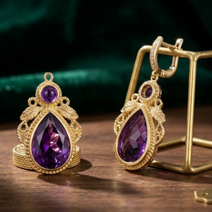 Trendy <b>Top</b> Product 925 Sterling Silver Blue Amethyst <b>Earrings</b> 18K Gold Plated 5 Inch Round 8mm Pear Factory Supply - Product Image 4